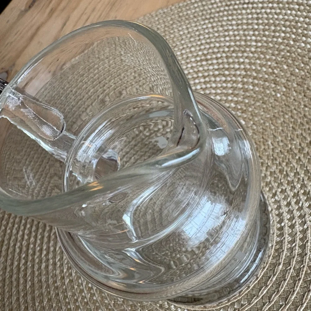1776 Bicentennial Vintage Clear Glass Creamer Etched & Cut Flag Eagle EUC